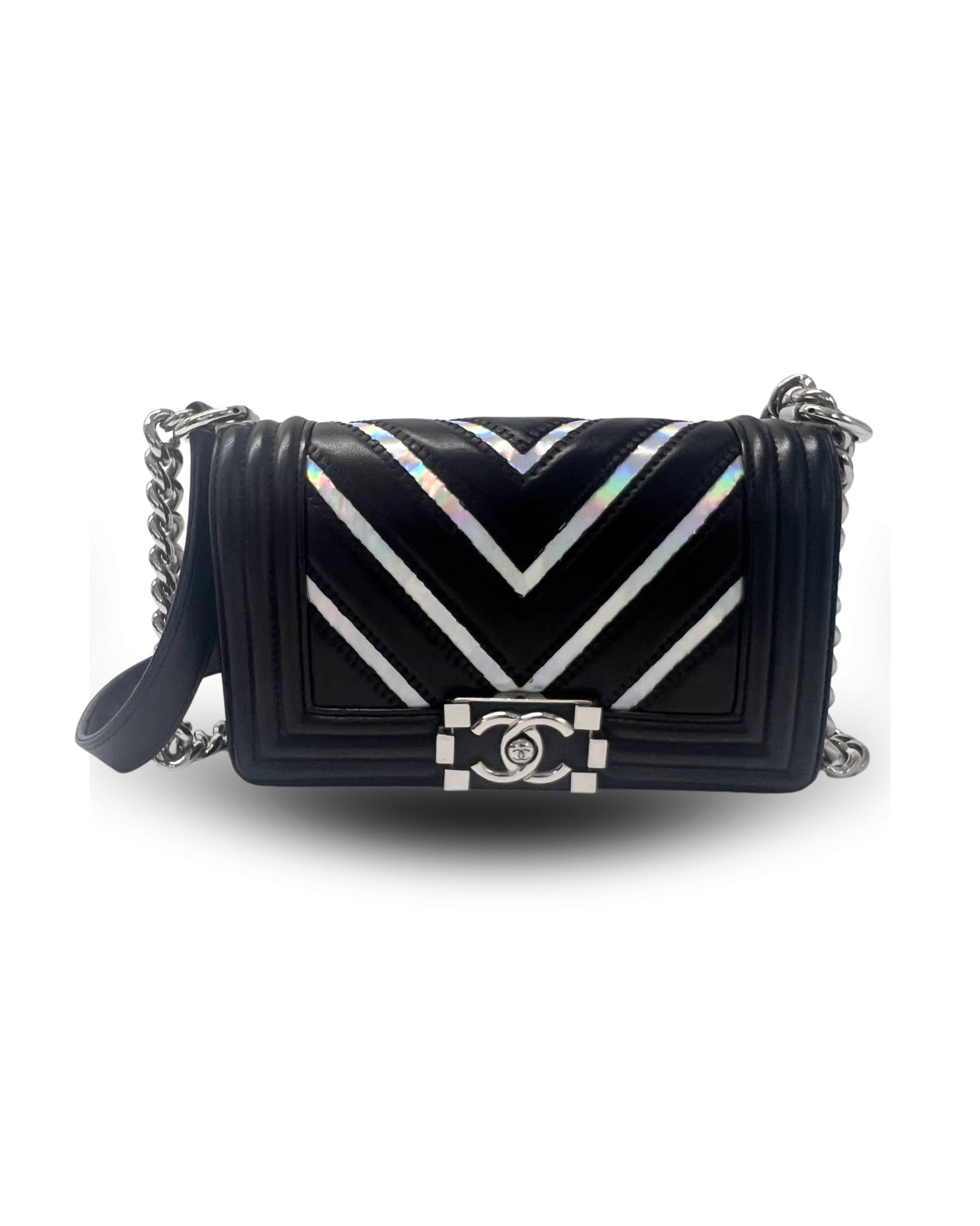 CHANEL LE BOY CHAIN SHOULDER BAG Chevron Quilting
