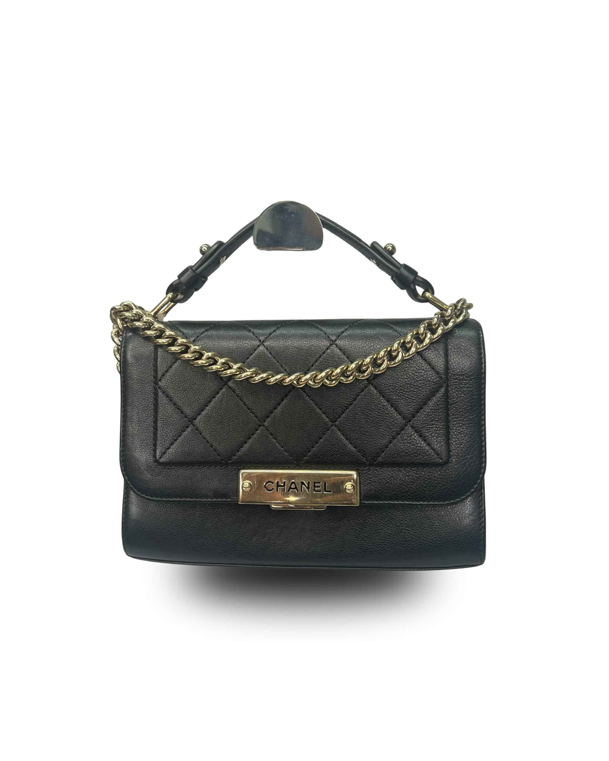 CHANEL QUILTED MEDIUM LABEL FLAP BAG