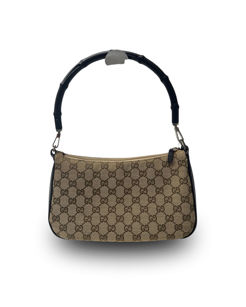 GUCCI GG CANVAS BAMBOO HANDBAG