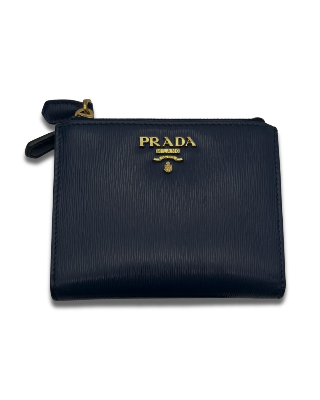 Prada Vitello Move Leather Double Zip Bifold Wallet
